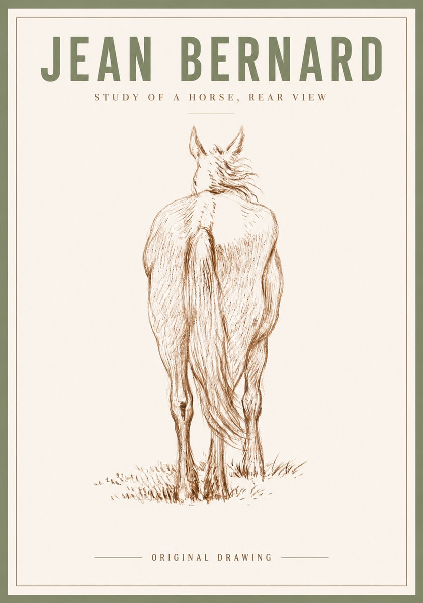 Jean Bernard Study of a Horse, Rear View No5 - Affiche