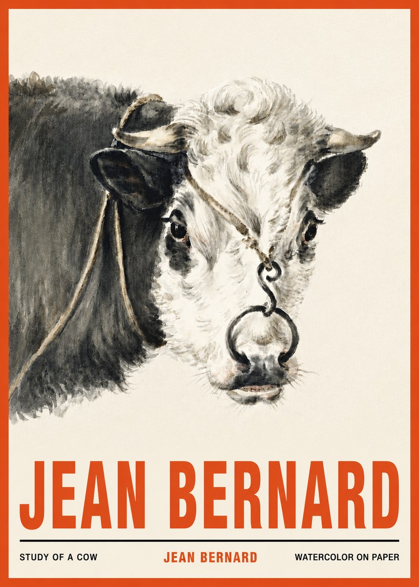 Jean Bernard Study of a Cow I No4 - Affiche