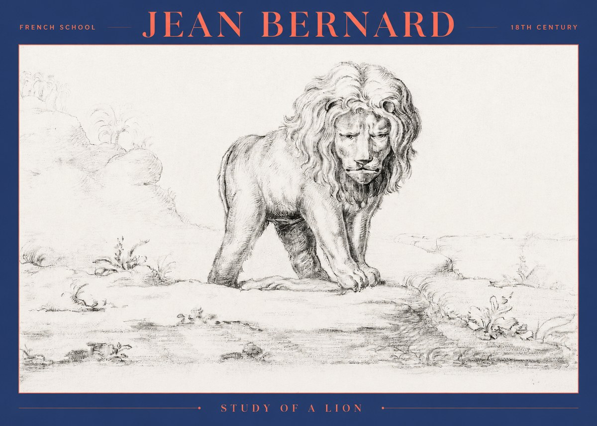 Jean Bernard Study of a Lion I No2 - Affiche