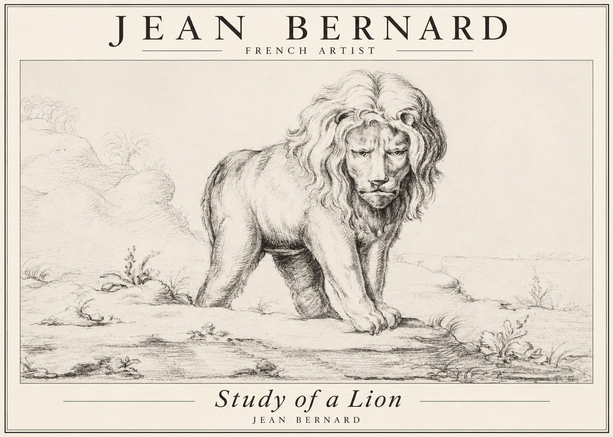 Jean Bernard Study of a Lion I No3 - Affiche