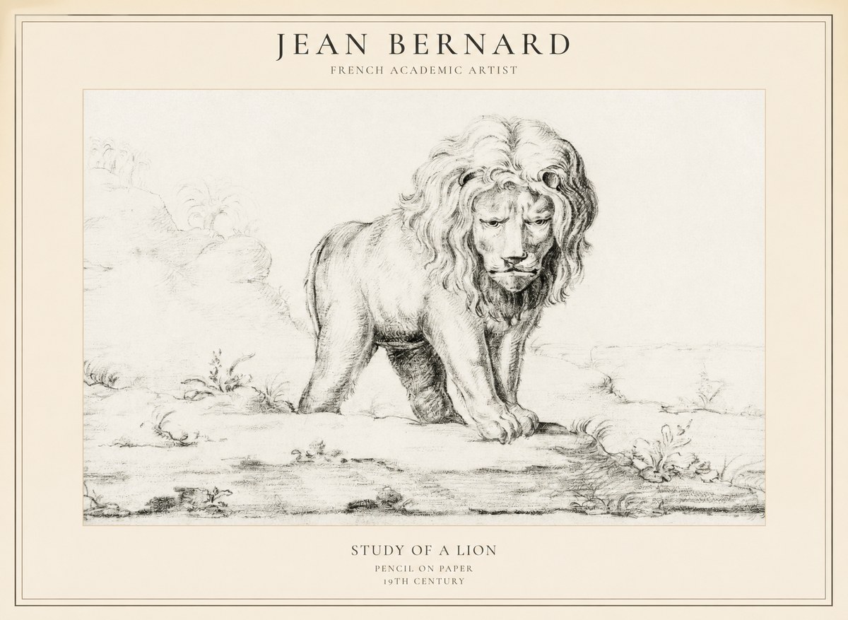 Jean Bernard Study of a Lion I No5 - Affiche
