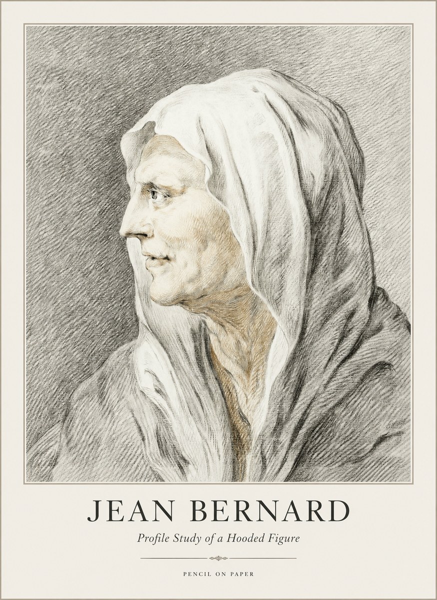 Jean Bernard Profile Study of a Hooded Figure No1 - Affiche