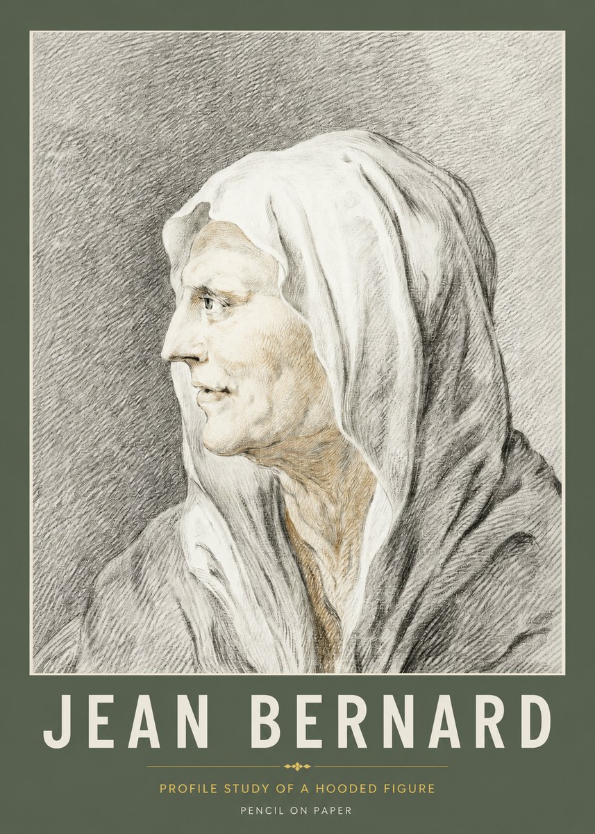 Jean Bernard Profile Study of a Hooded Figure No2 - Affiche