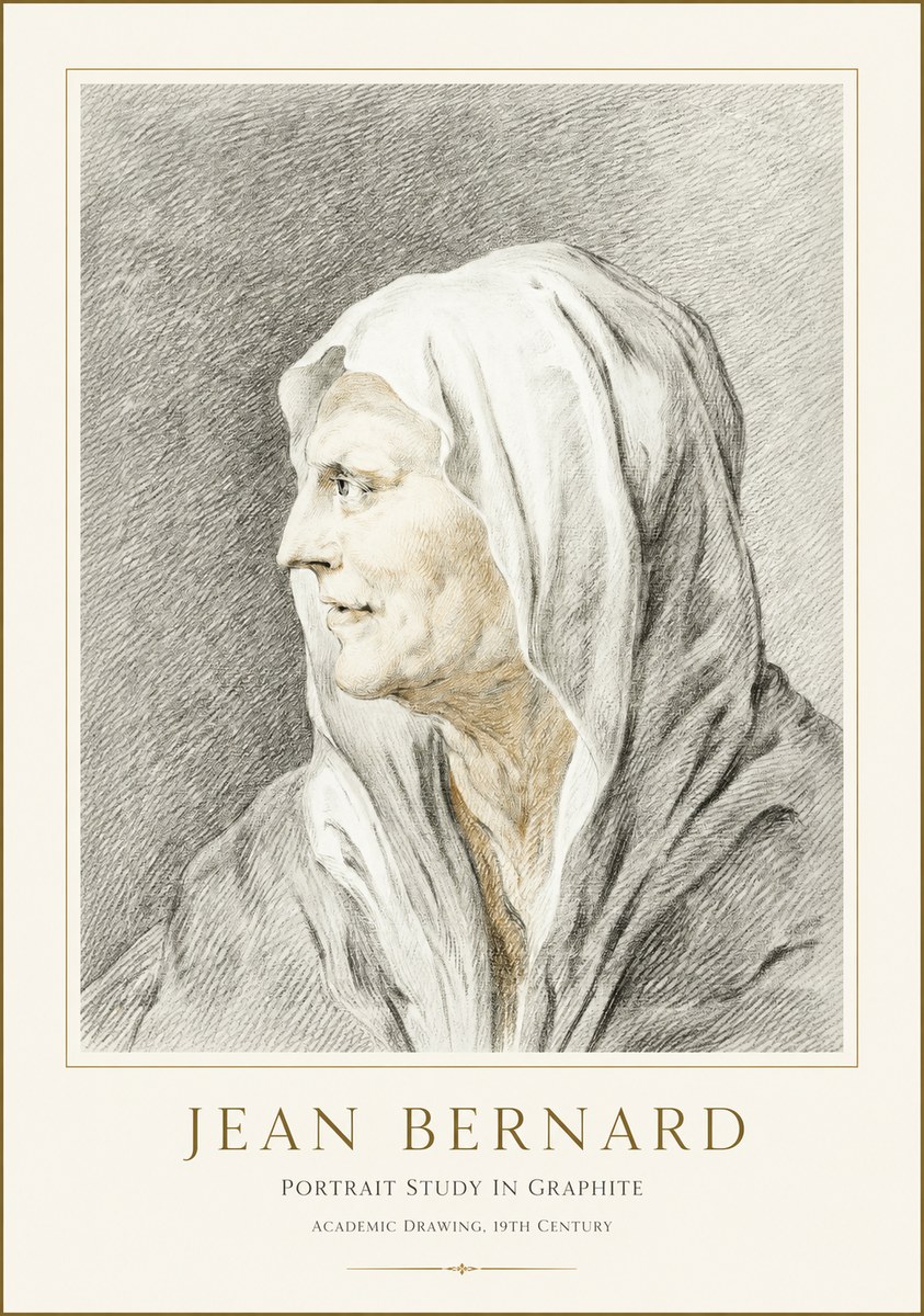 Jean Bernard Profile Study of a Hooded Figure No3 - Affiche