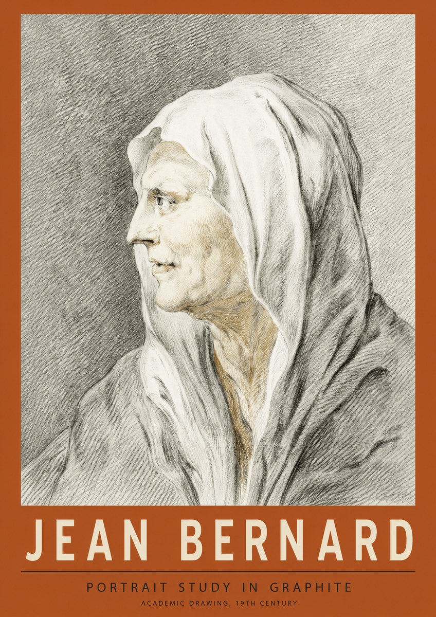 Jean Bernard Profile Study of a Hooded Figure No4 - Affiche