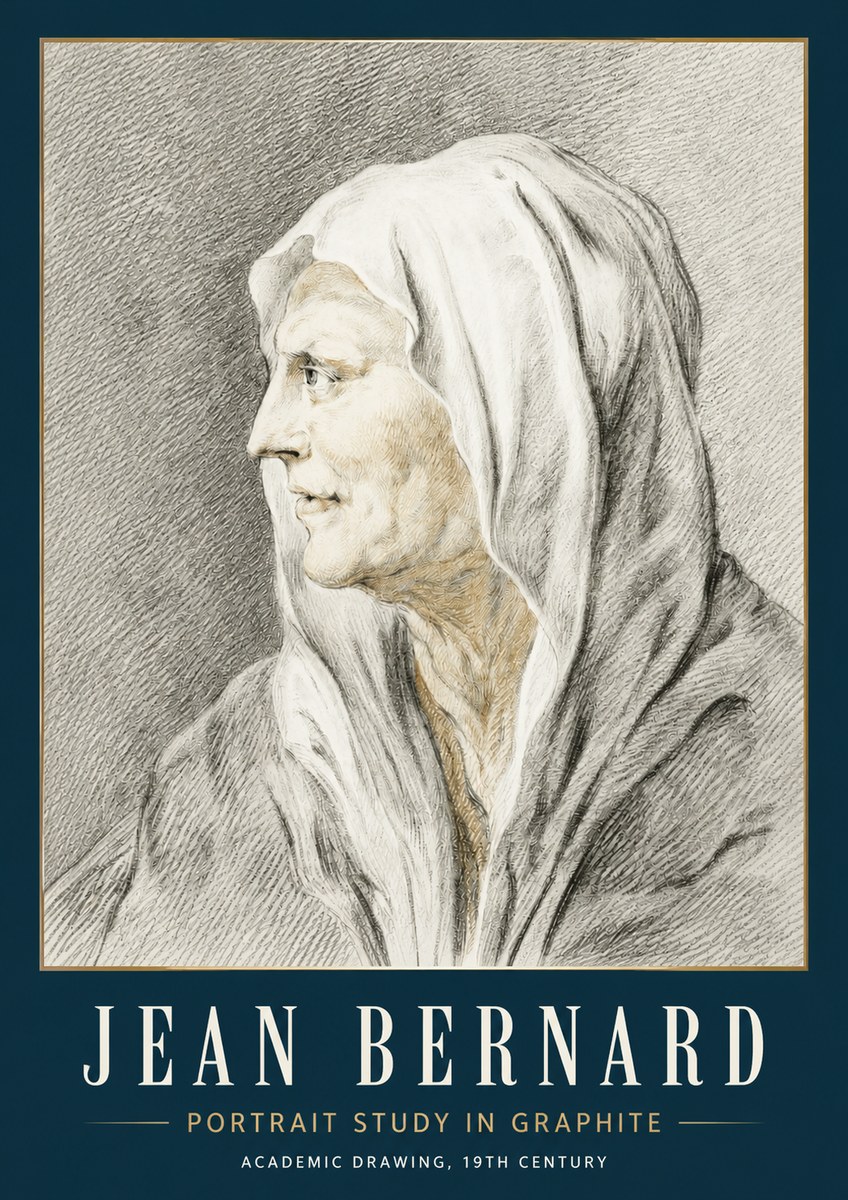 Jean Bernard Profile Study of a Hooded Figure No5 - Affiche