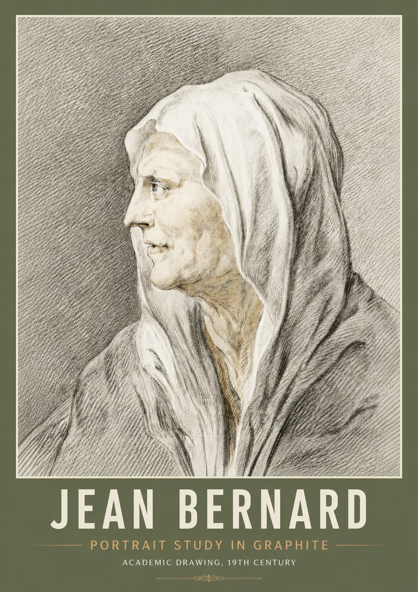 Jean Bernard Profile Study of a Hooded Figure No6 - Affiche