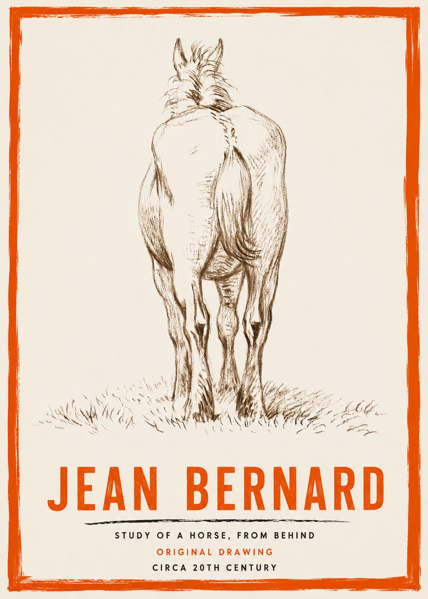 Jean Bernard Horse Study - from Behind No4 - Affiche