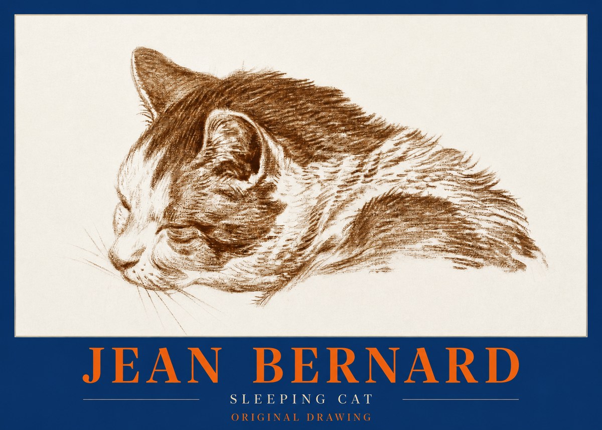 Jean Bernard Sleeping Cat II No2 - Affiche