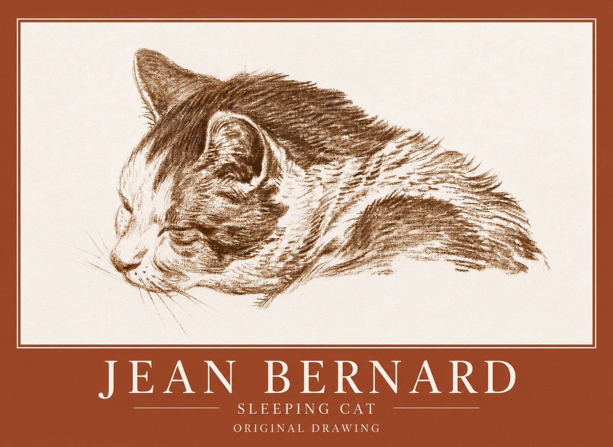 Jean Bernard Sleeping Cat II No4 - Affiche