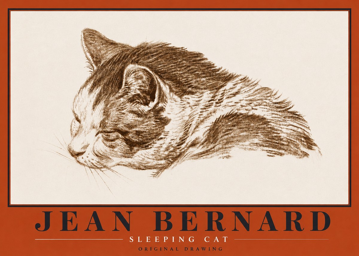Jean Bernard Sleeping Cat II No5 - Affiche