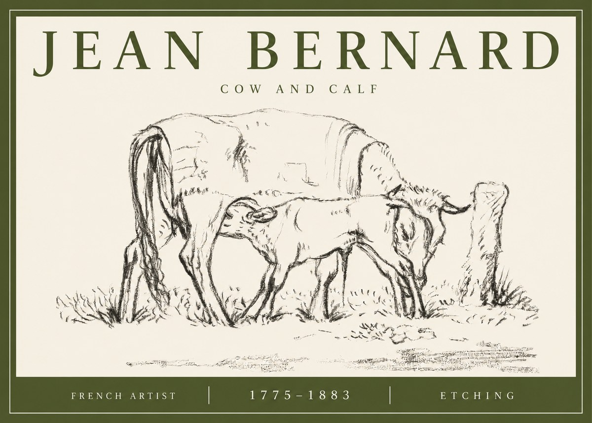 Jean Bernard Cow and Calf I No3 - Affiche