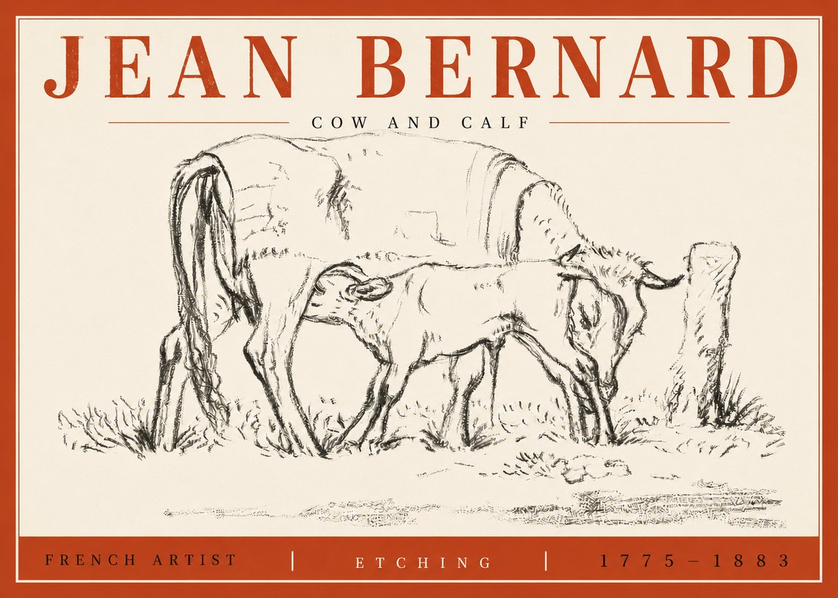 Jean Bernard Cow and Calf I No4 - Affiche