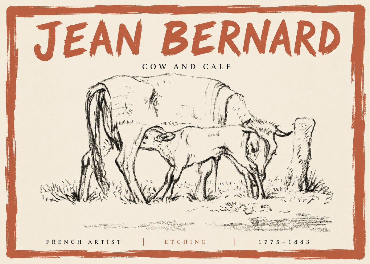 Jean Bernard Cow and Calf I No5 - Affiche