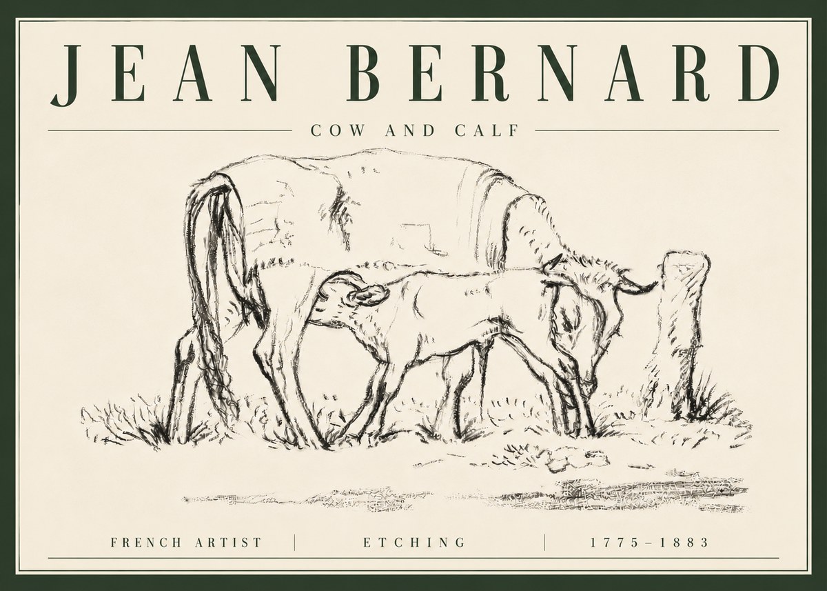 Jean Bernard Cow and Calf I No6 - Affiche