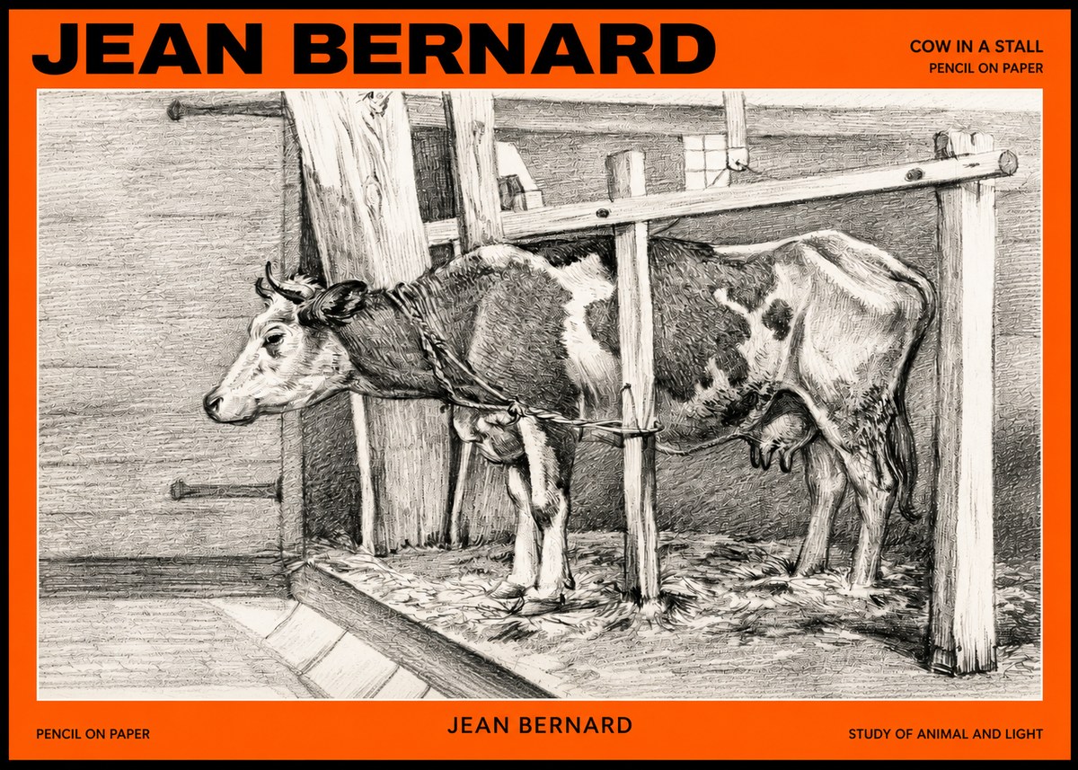 Jean Bernard Cow in a Stall No2 - Affiche