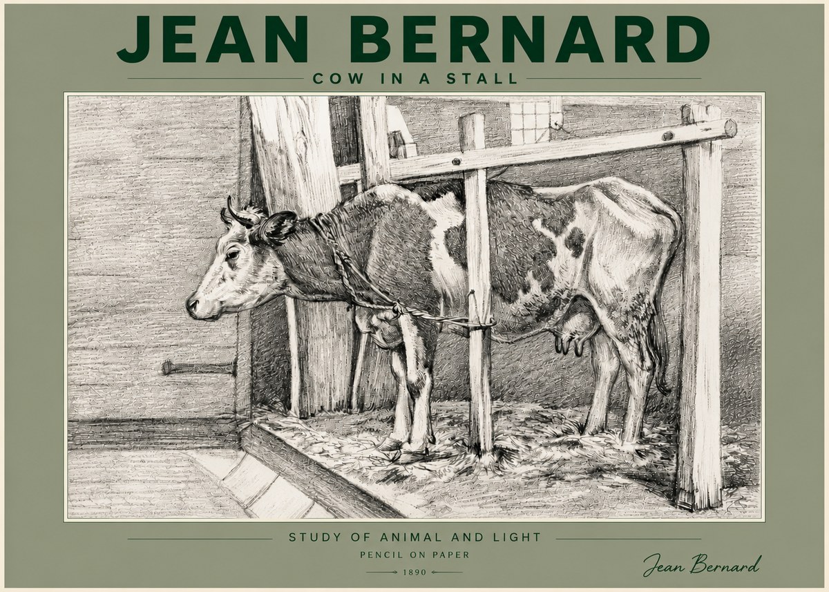 Jean Bernard Cow in a Stall No5 - Affiche