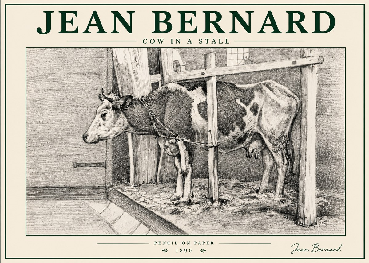 Jean Bernard Cow in a Stall No6 - Affiche