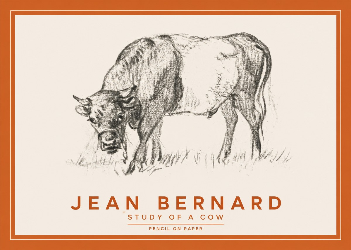 Jean Bernard Study of a Cow II No2 - Affiche