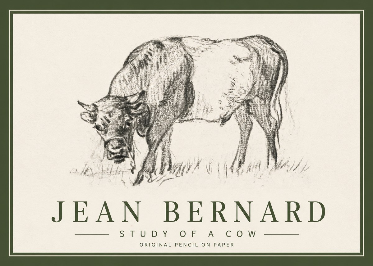 Jean Bernard Study of a Cow II No3 - Affiche
