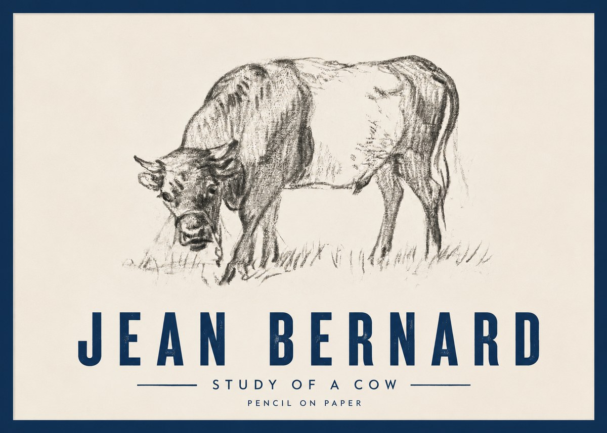 Jean Bernard Study of a Cow II No4 - Affiche