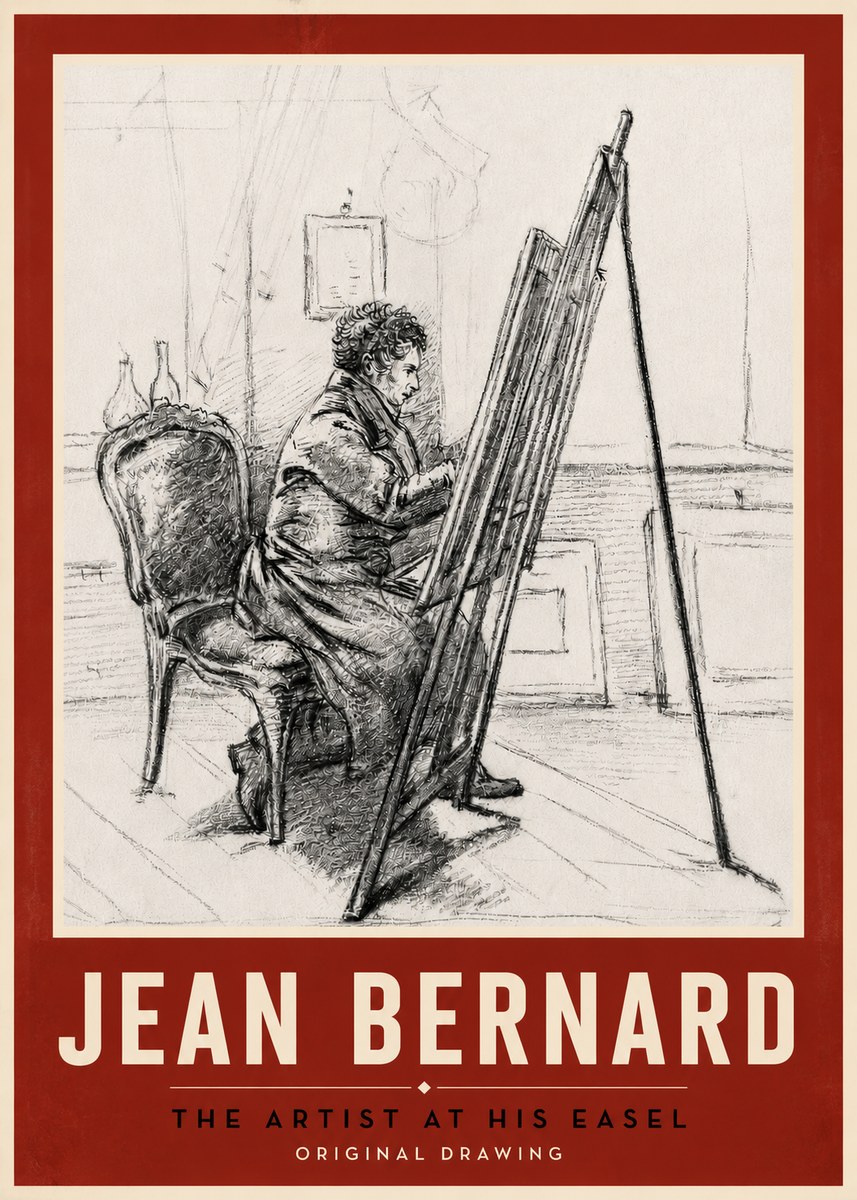 Jean Bernard The Artist at His Easel No5 - Affiche