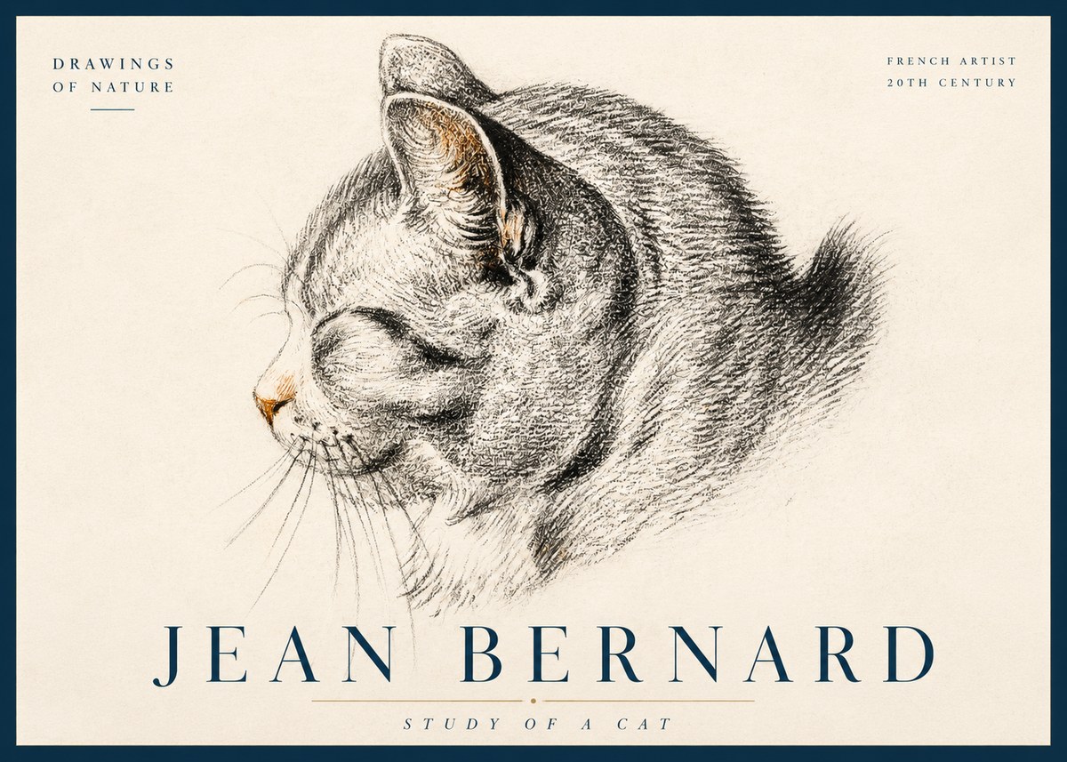 Jean Bernard Study of a Cat I No3 - Affiche