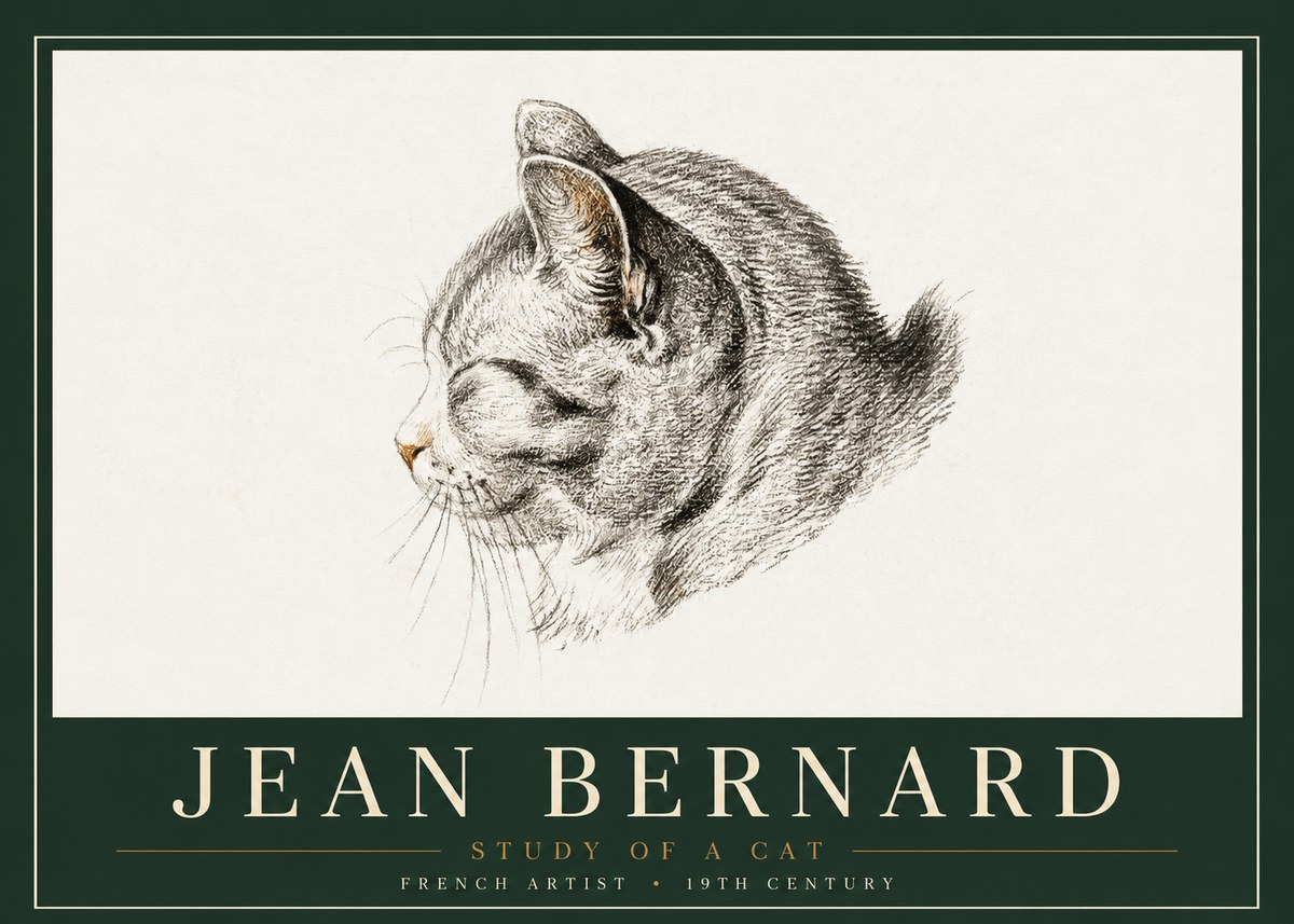 Jean Bernard Study of a Cat I No4 - Affiche