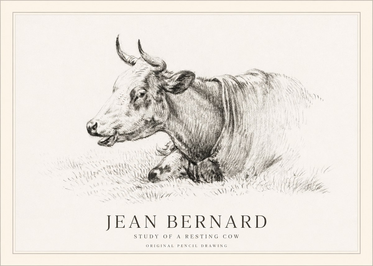 Jean Bernard Study of a Resting Cow IV No1 - Affiche