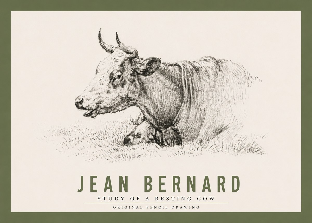 Jean Bernard Study of a Resting Cow IV No2 - Affiche
