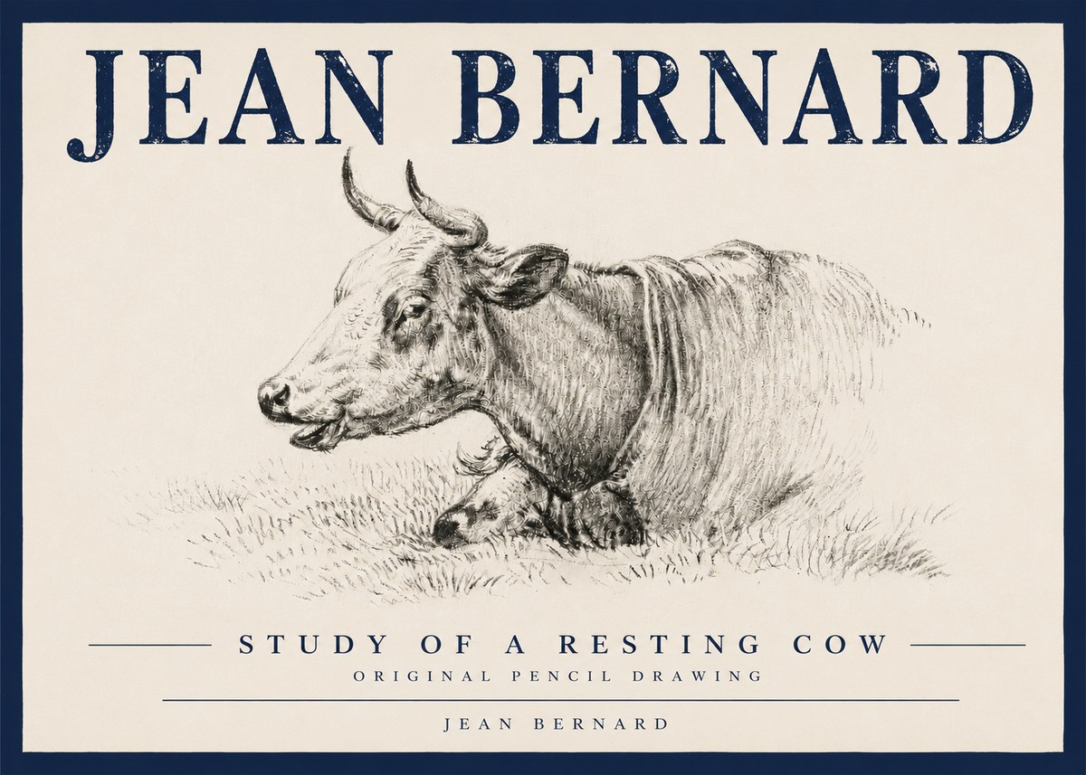 Jean Bernard Study of a Resting Cow IV No4 - Affiche