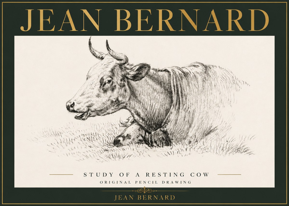 Jean Bernard Study of a Resting Cow IV No5 - Affiche