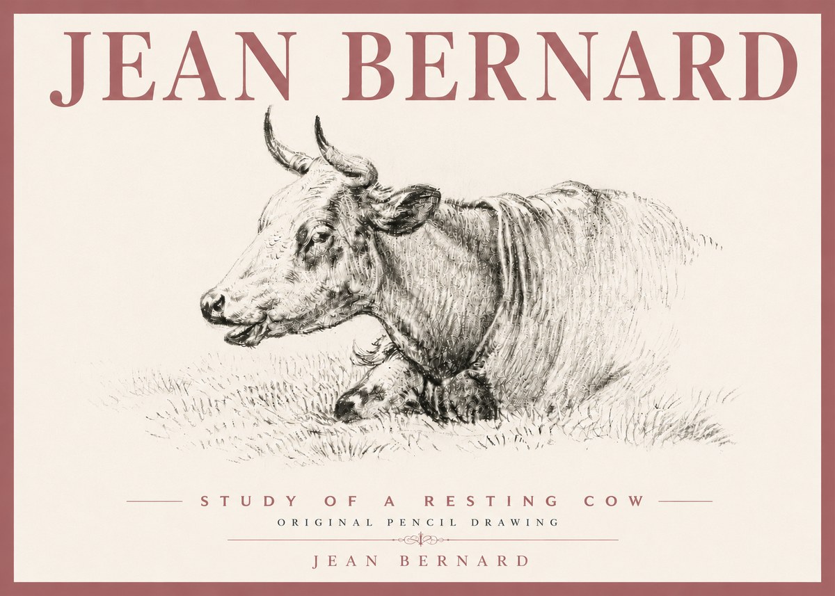 Jean Bernard Study of a Resting Cow IV No6 - Affiche