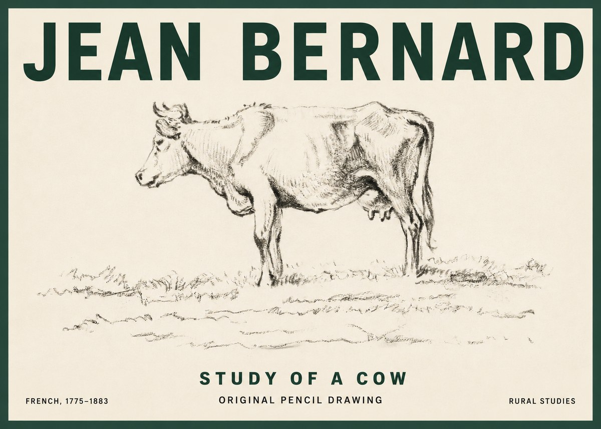 Jean Bernard Study of a Cow III No3 - Affiche