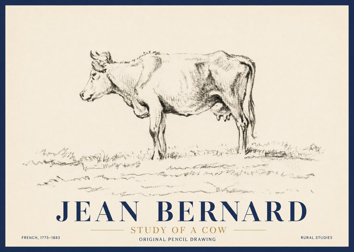 Jean Bernard Study of a Cow III No4 - Affiche
