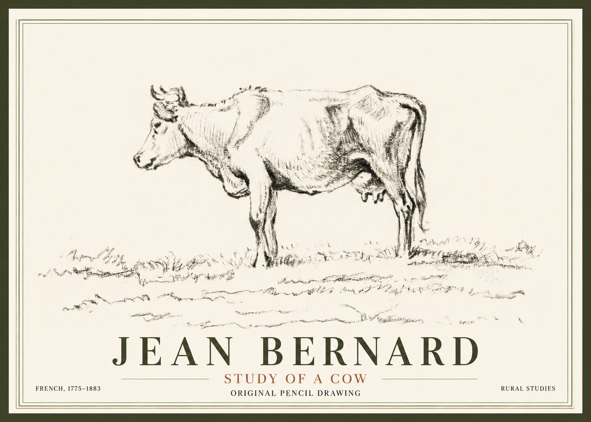 Jean Bernard Study of a Cow III No5 - Affiche