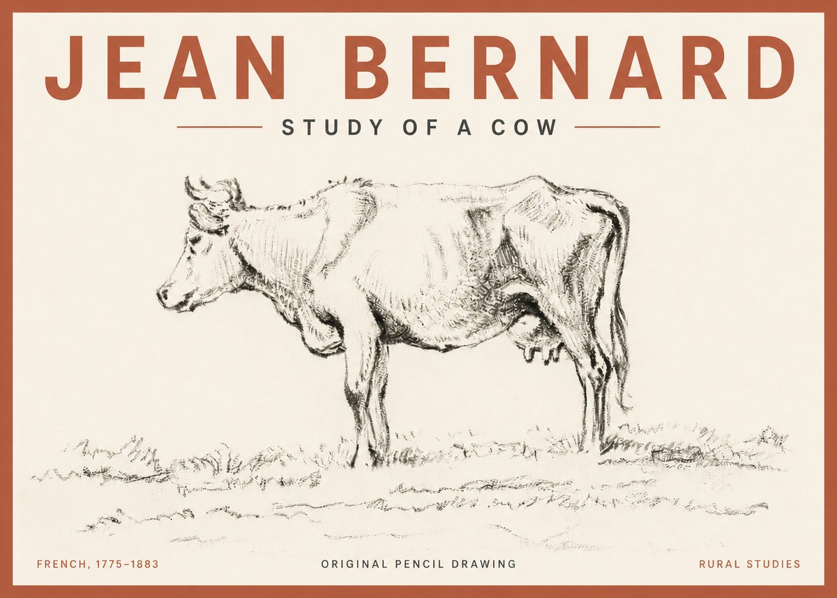 Jean Bernard Study of a Cow III No6 - Affiche