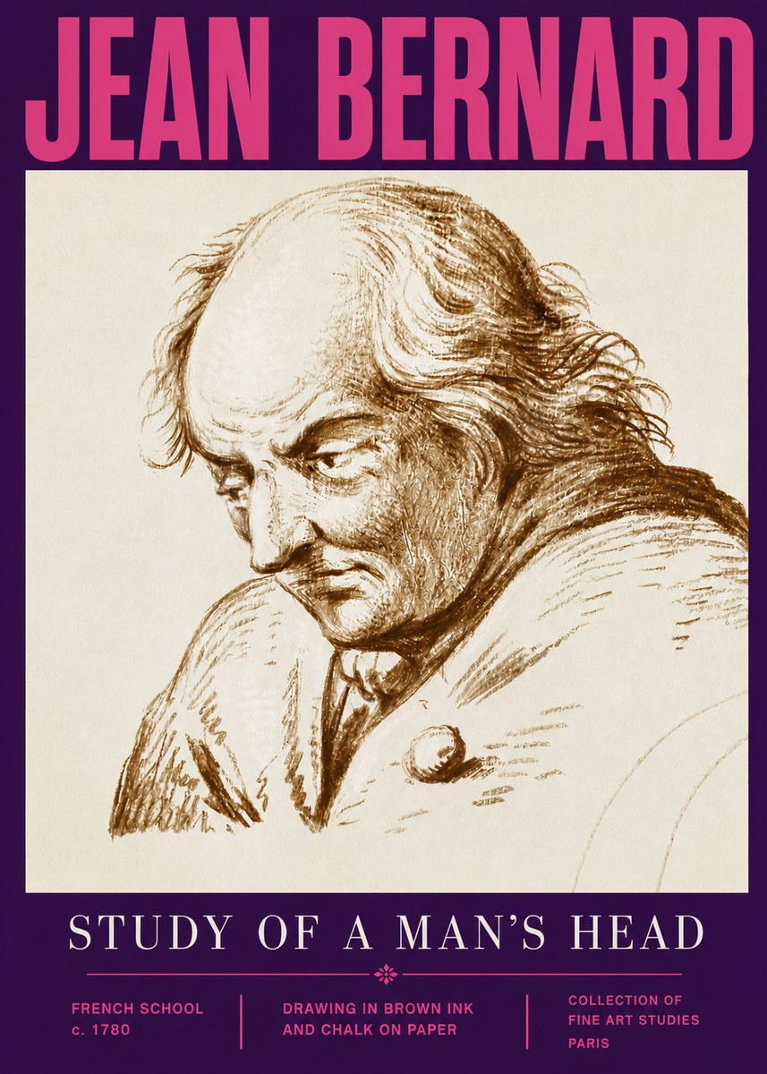 Jean Bernard Study of a Man's Head No5 - Affiche