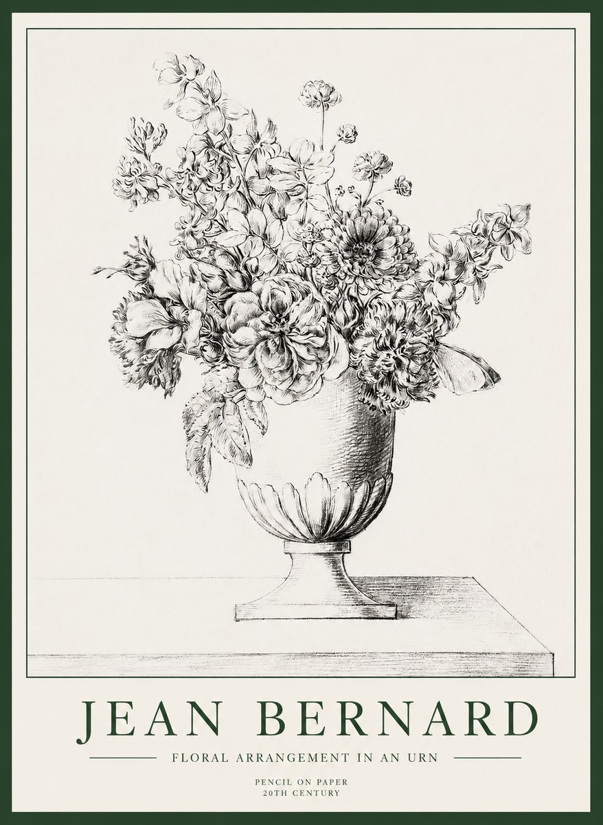 Jean Bernard Floral Arrangement in an Urn No1 - Affiche