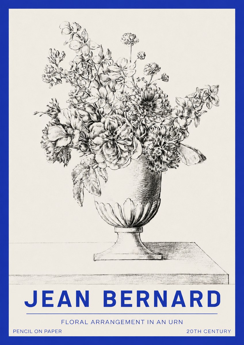 Jean Bernard Floral Arrangement in an Urn No2 - Affiche