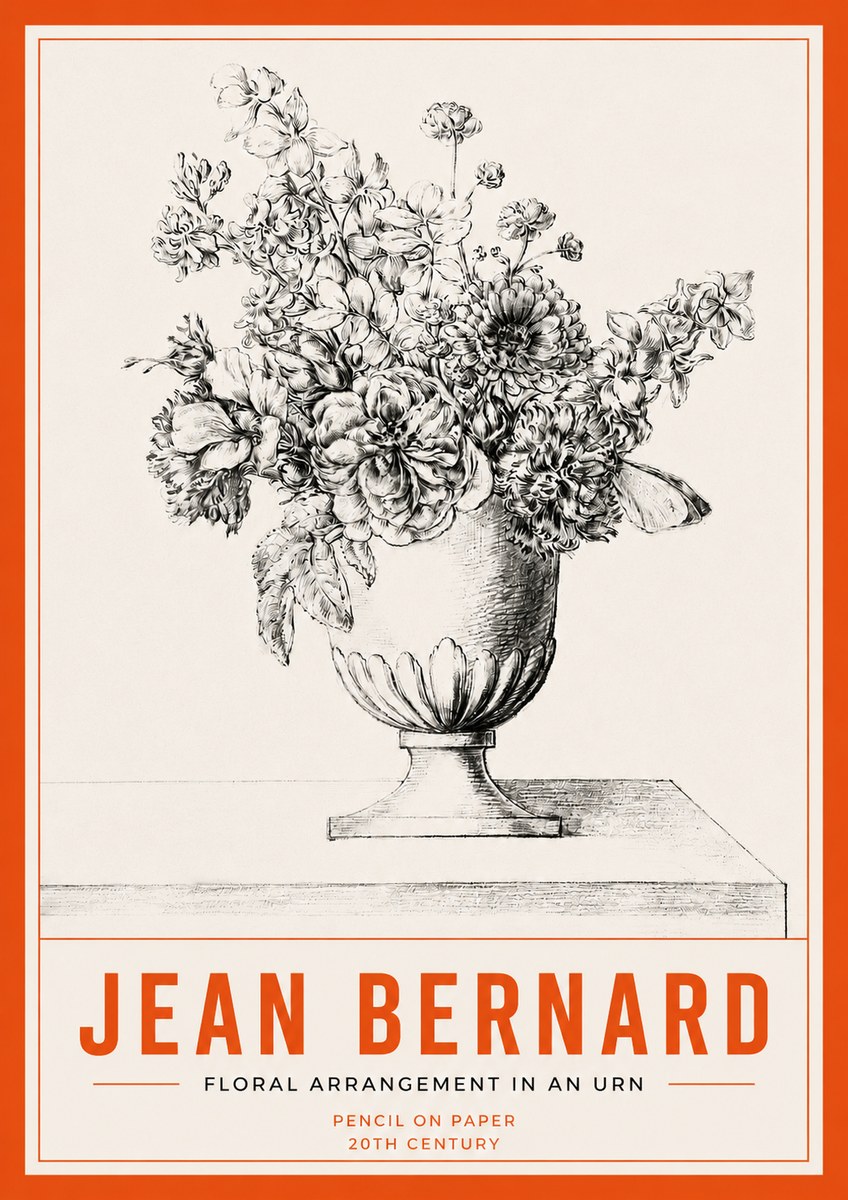 Jean Bernard Floral Arrangement in an Urn No3 - Affiche