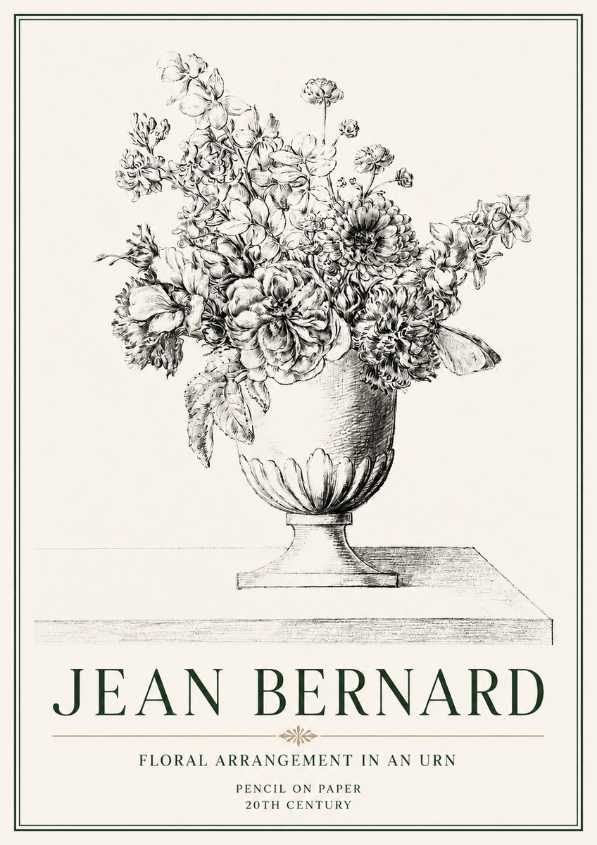 Jean Bernard Floral Arrangement in an Urn No4 - Affiche