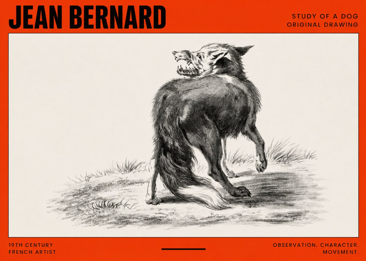 Jean Bernard Study of a Dog II No2 - Affiche