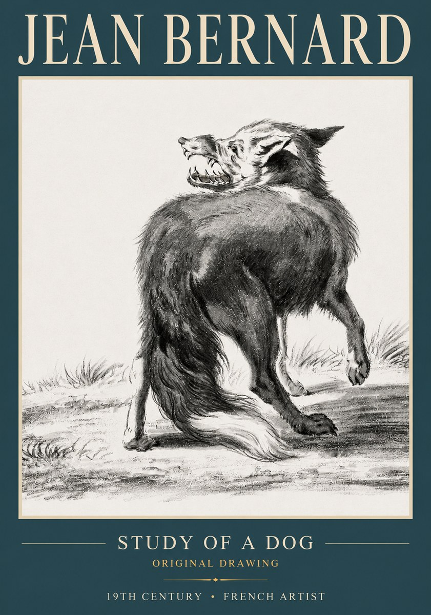 Jean Bernard Study of a Dog II No3 - Affiche