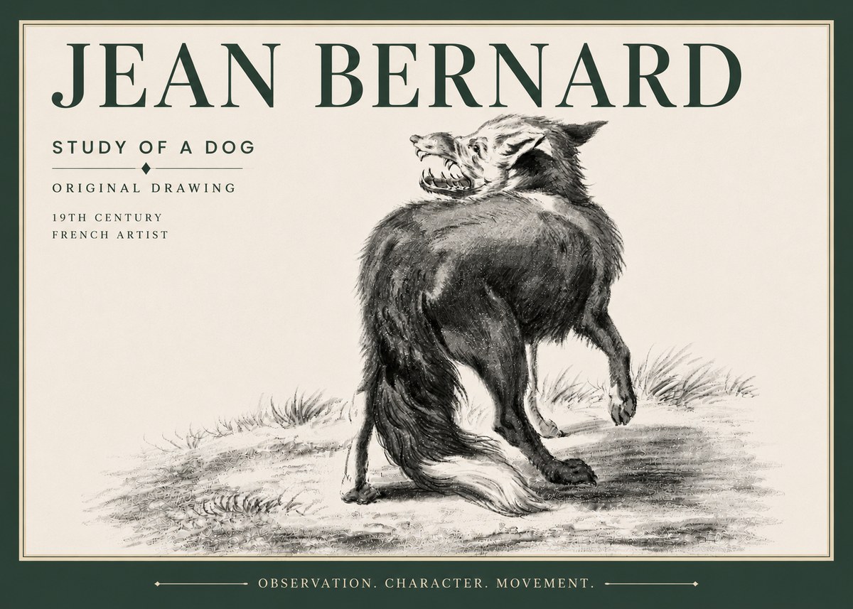 Jean Bernard Study of a Dog II No6 - Affiche