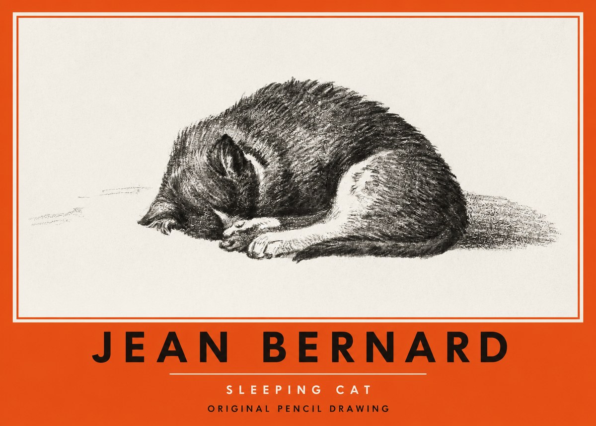 Jean Bernard Sleeping Cat III No2 - Affiche