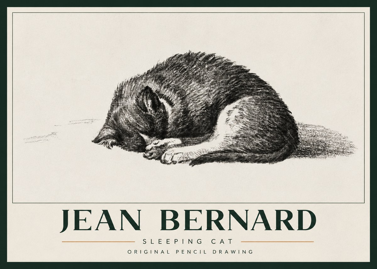 Jean Bernard Sleeping Cat III No3 - Affiche