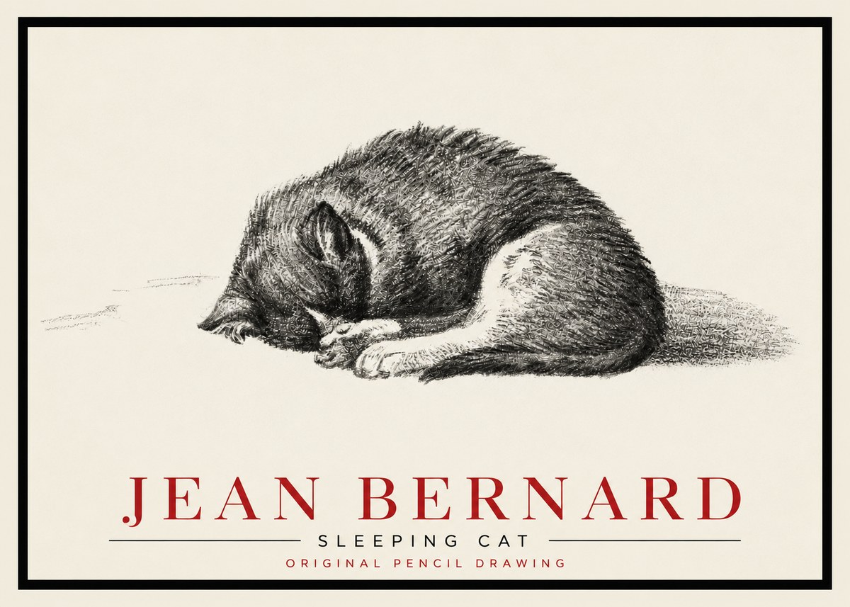 Jean Bernard Sleeping Cat III No5 - Affiche