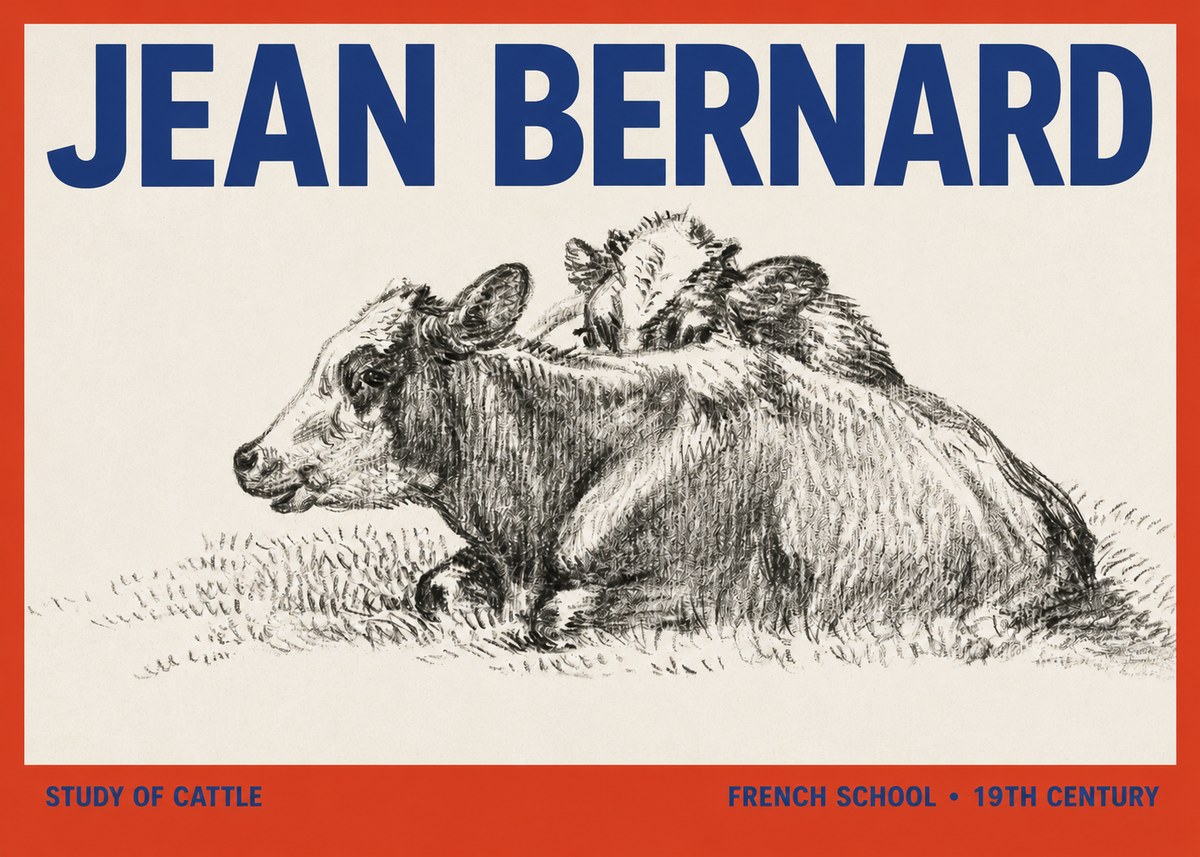 Jean Bernard Study of Cows No3 - Affiche