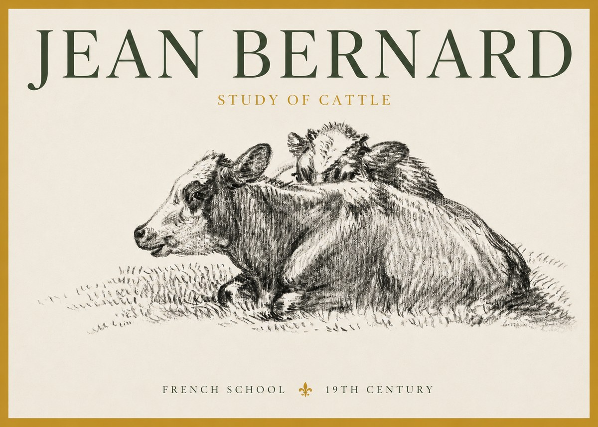 Jean Bernard Study of Cows No4 - Affiche